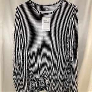 Love Fire Black & White Stripe Long Sleeve Size XL